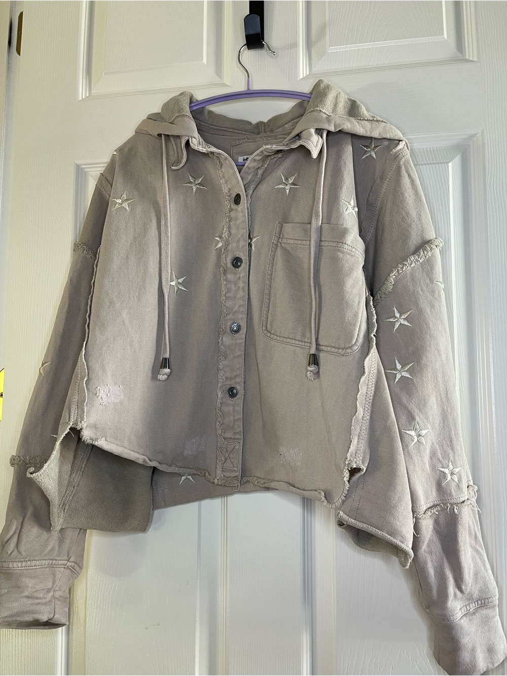 We The Free Beyond the Stars  Hooded Utility Jacket - Taupe Sz Medium